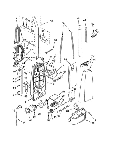 Dust compartment and motor