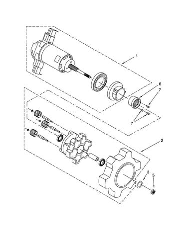 Agitator motor and gear assembly