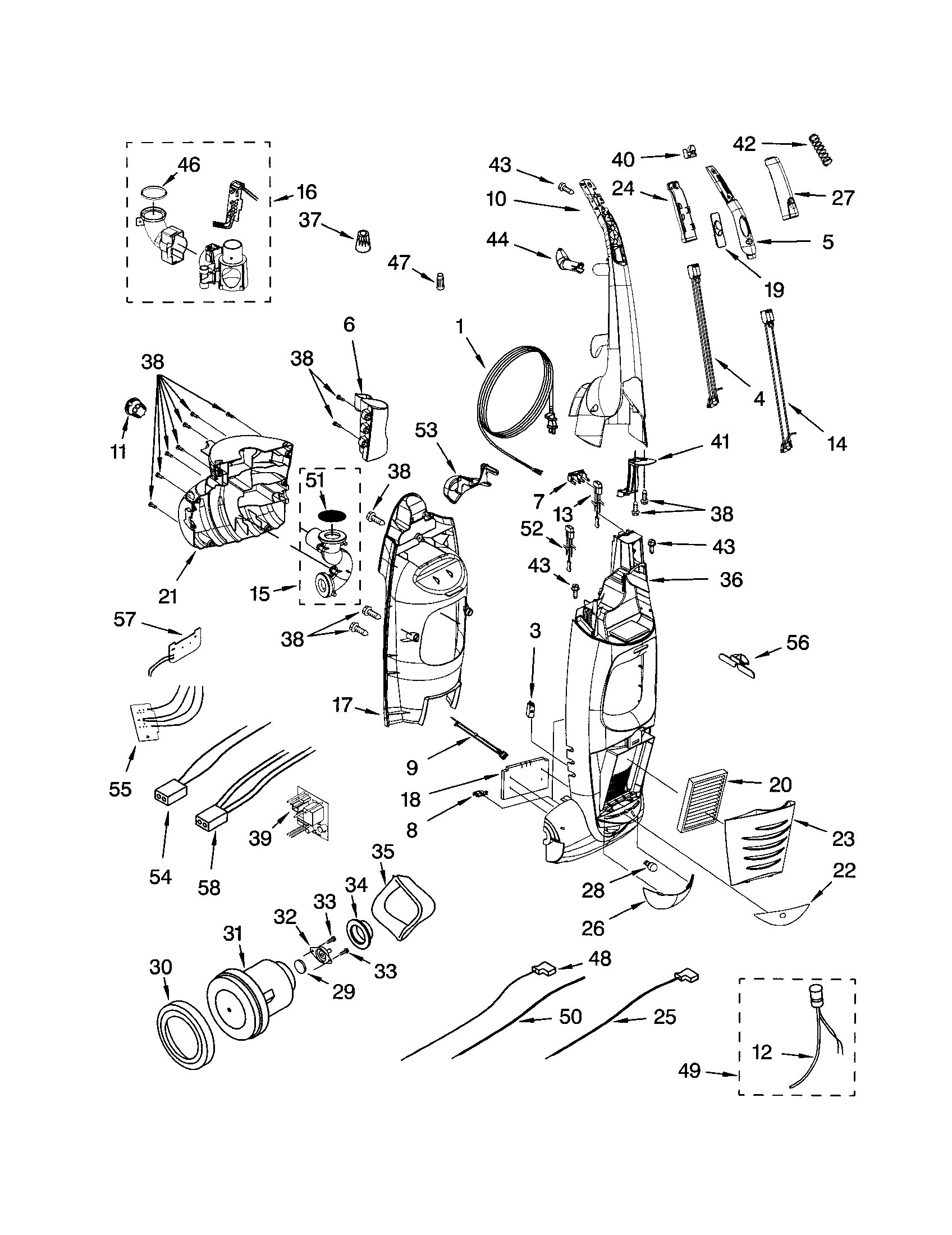 Dust compartment and motor