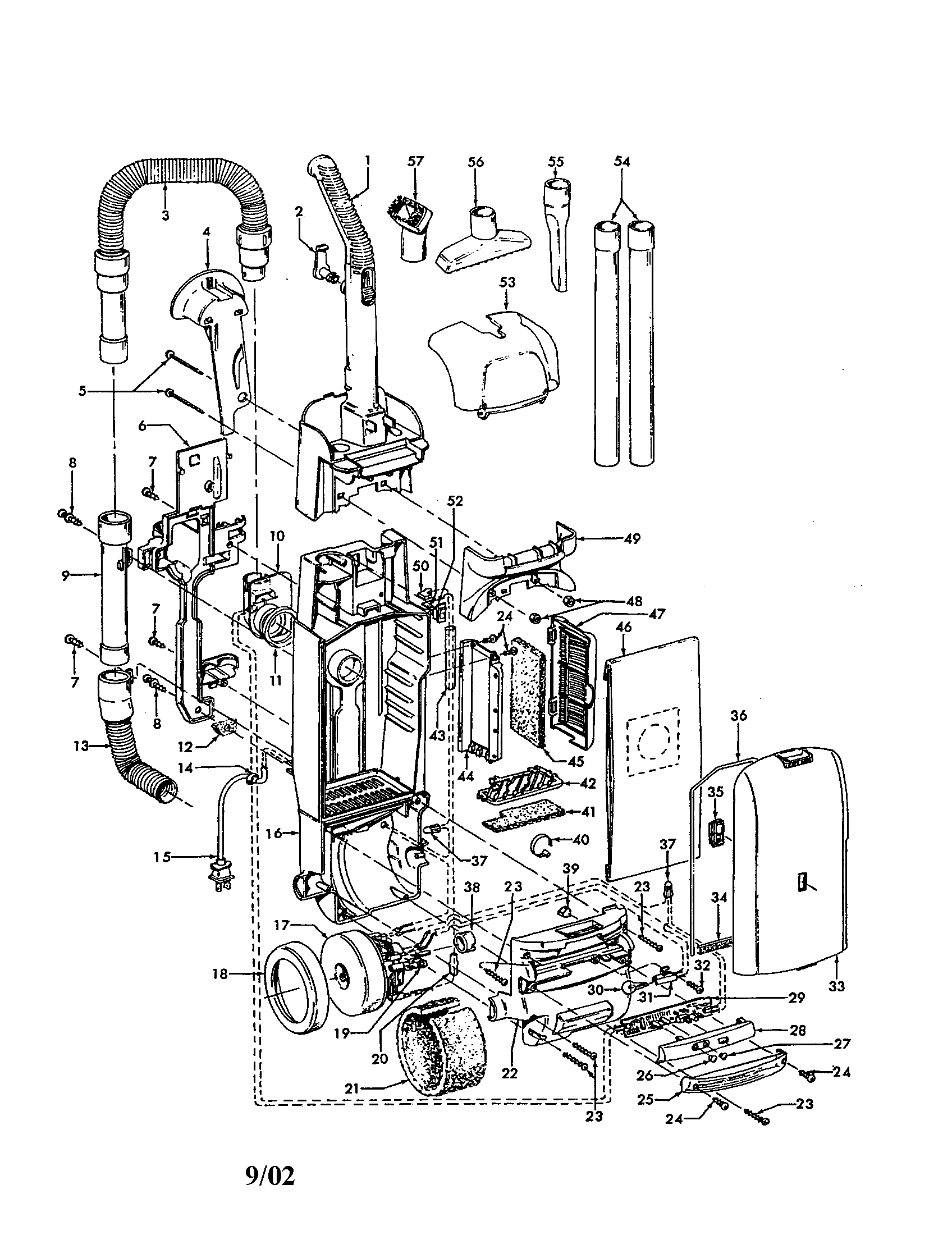 Upper handle/hose/motor