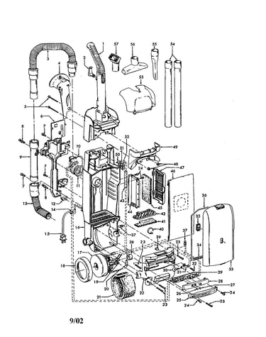 Upper handle/hose/motor