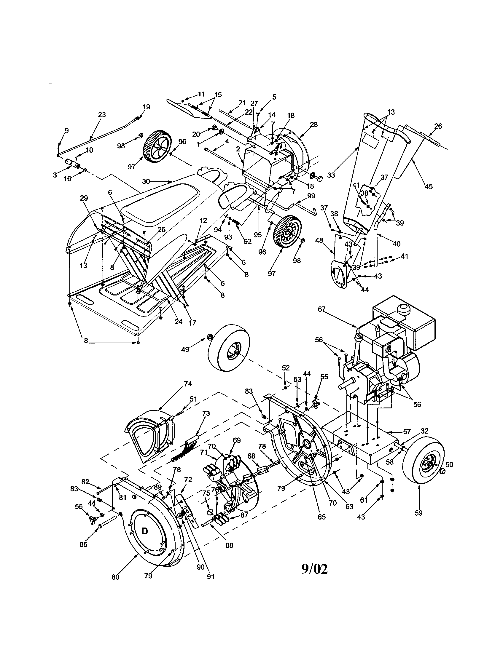 Upper-lower hopper/shredder frame