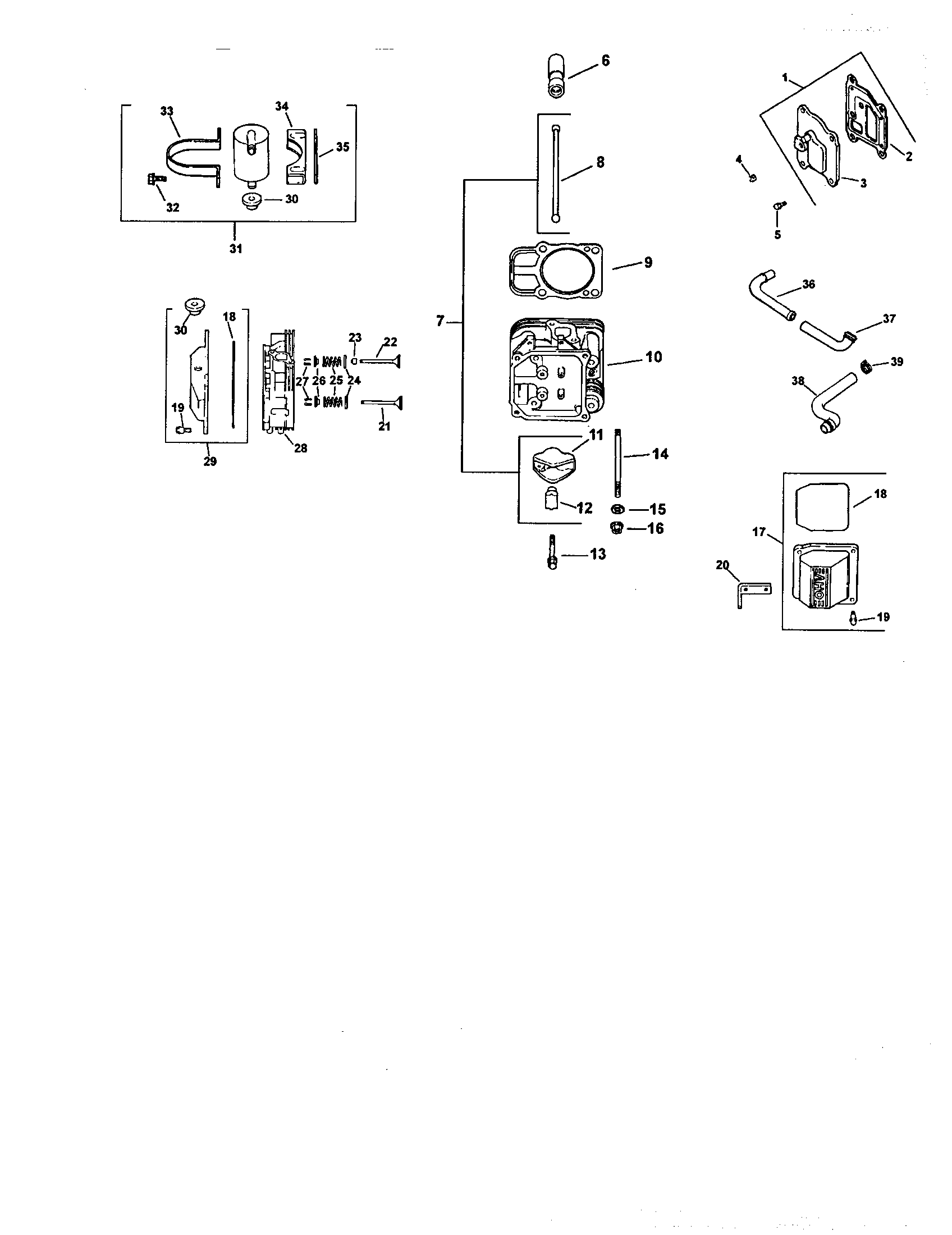 Cylinder head, valve and breather
