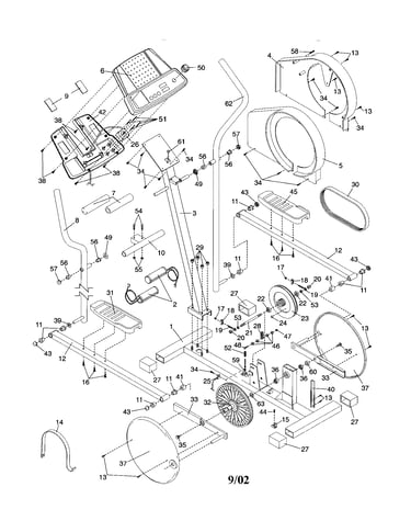 Frame/handlebar/flywheel