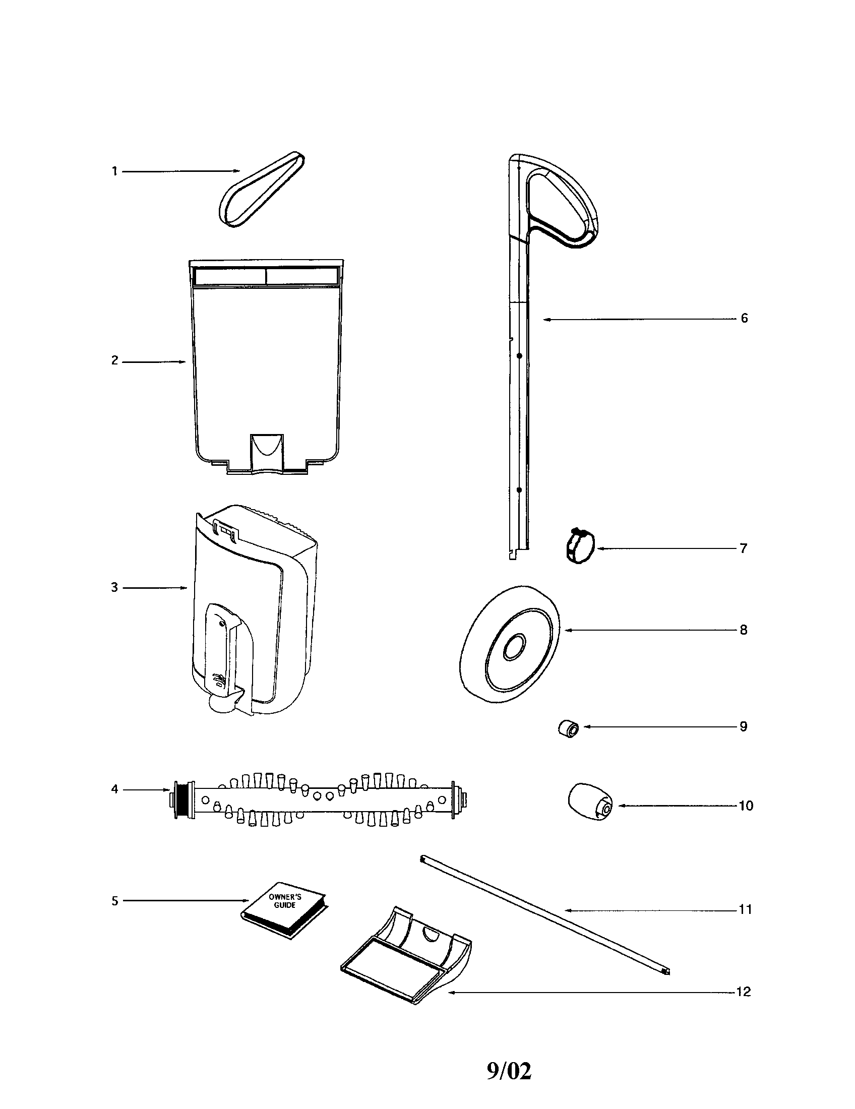 Dustcup/belt/wheels/handle