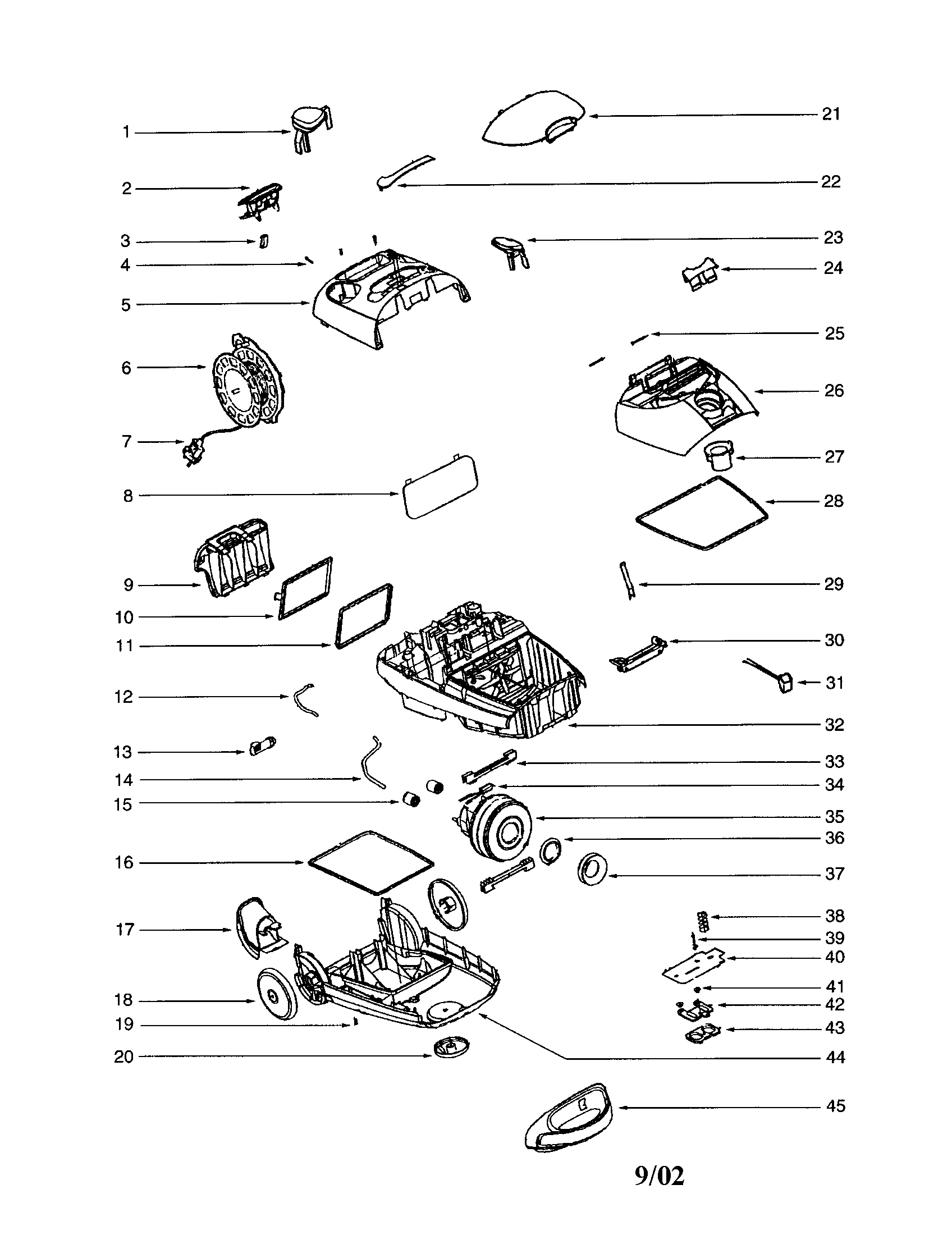 Upper shell/motor/cord reel