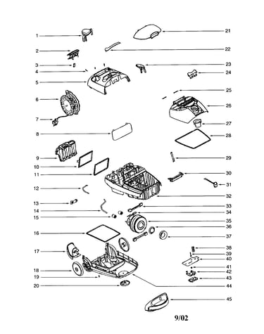 Upper shell/motor/cord reel