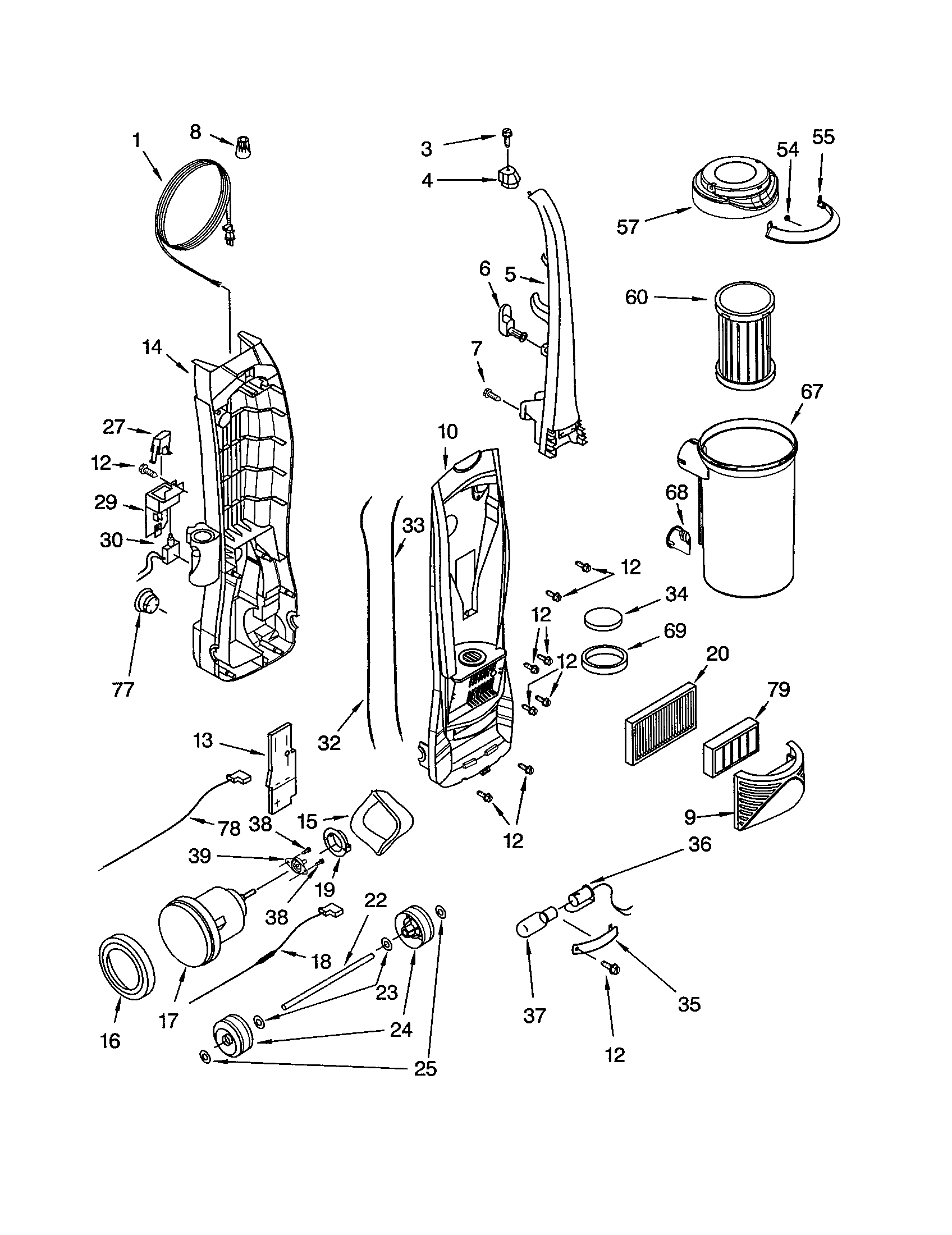 Dust compartment and motor