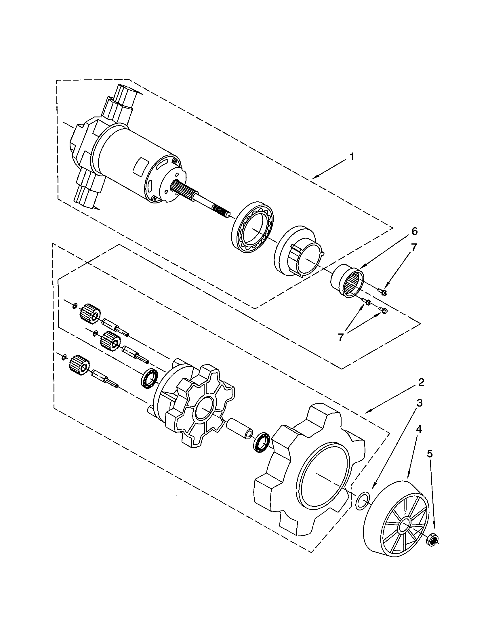 Agitator motor and gear assembly