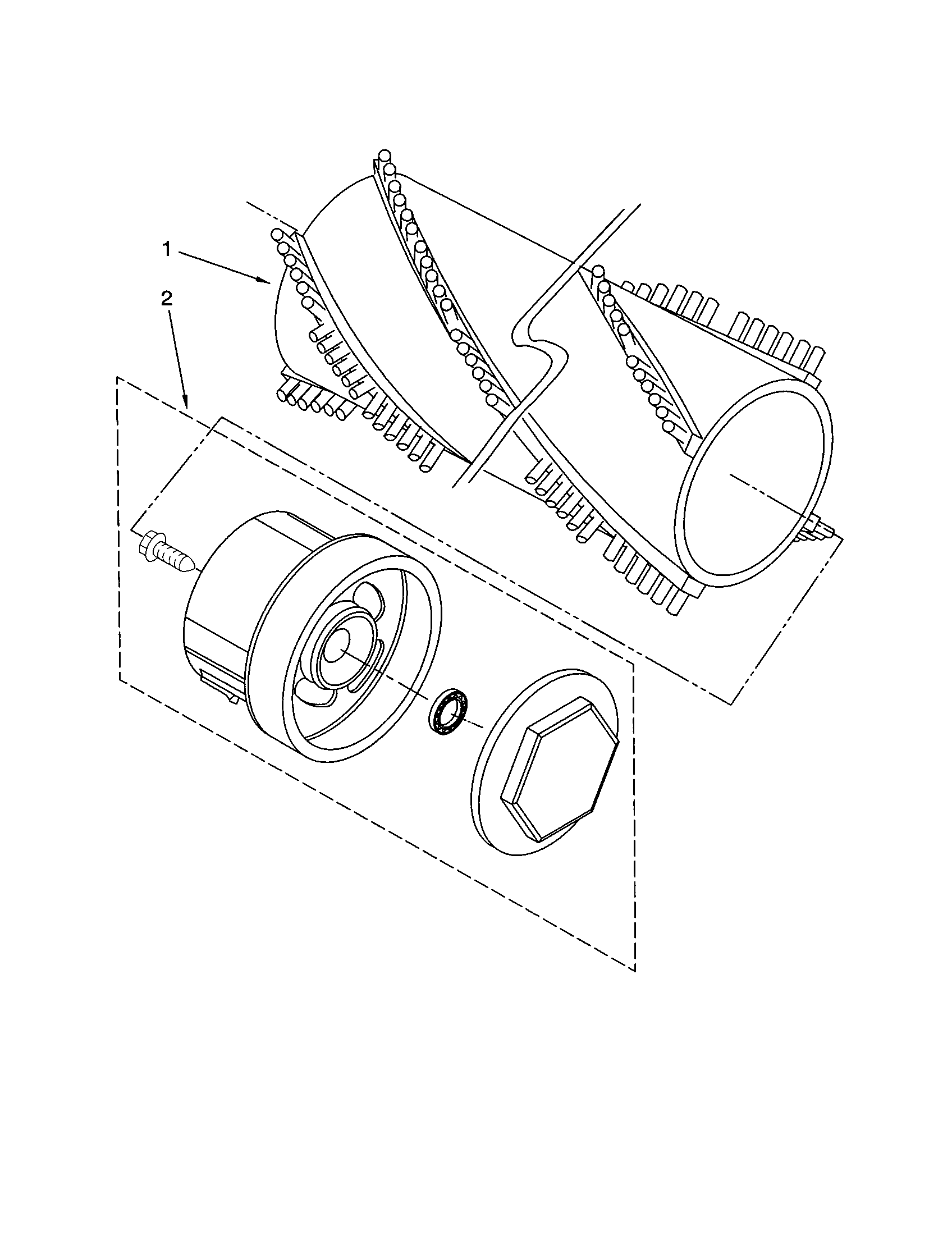 Agitator and end cap assembly