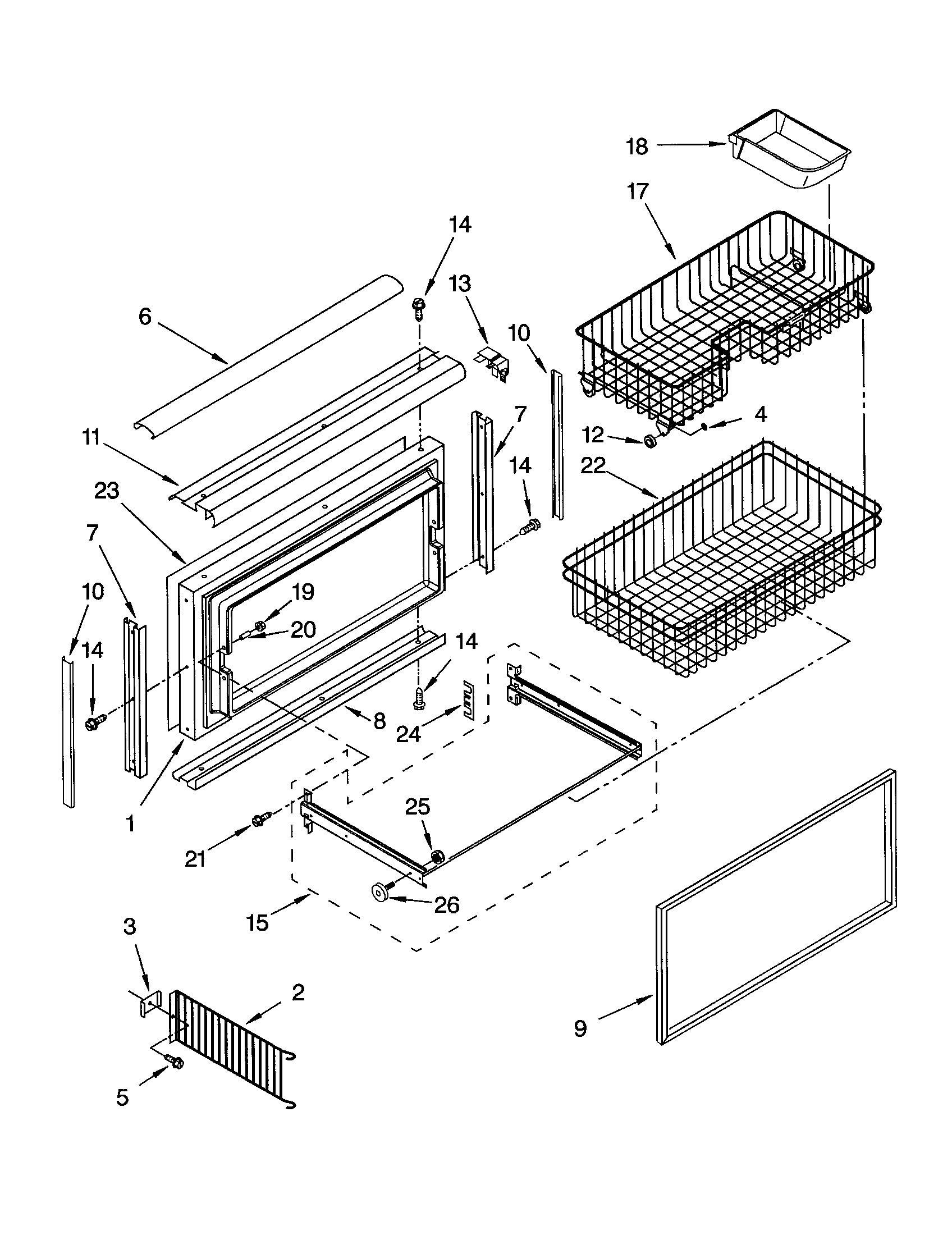 Freezer door and basket