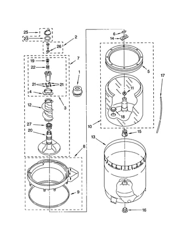Agitator, basket and tub