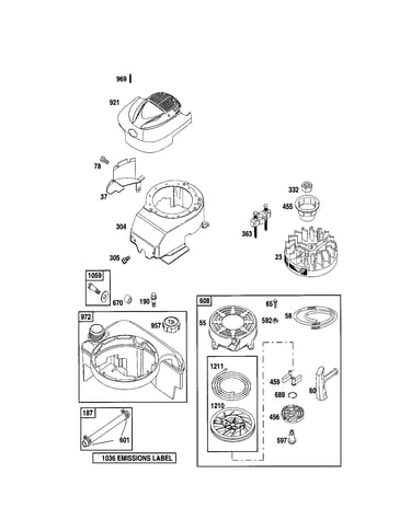 Starter-rewind/flywheel