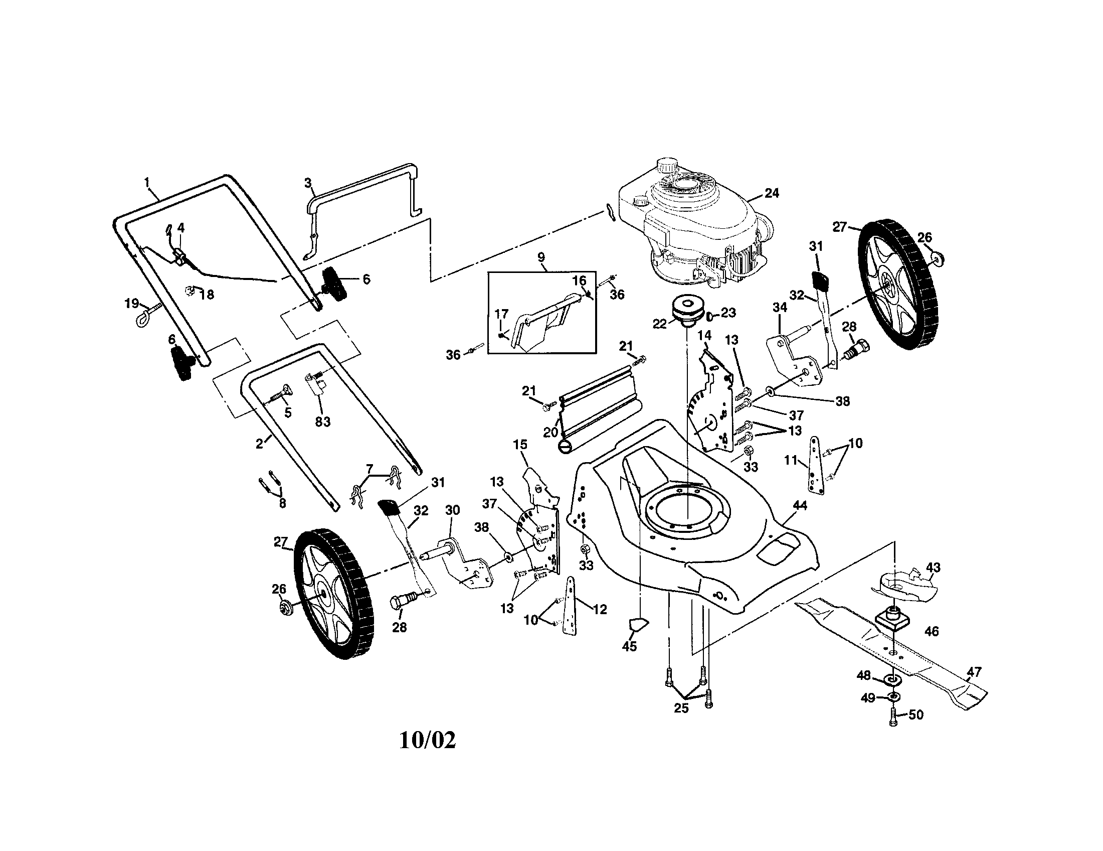 Engine/housing/handles