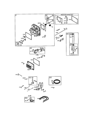 Head-cylinder/valve gasket set
