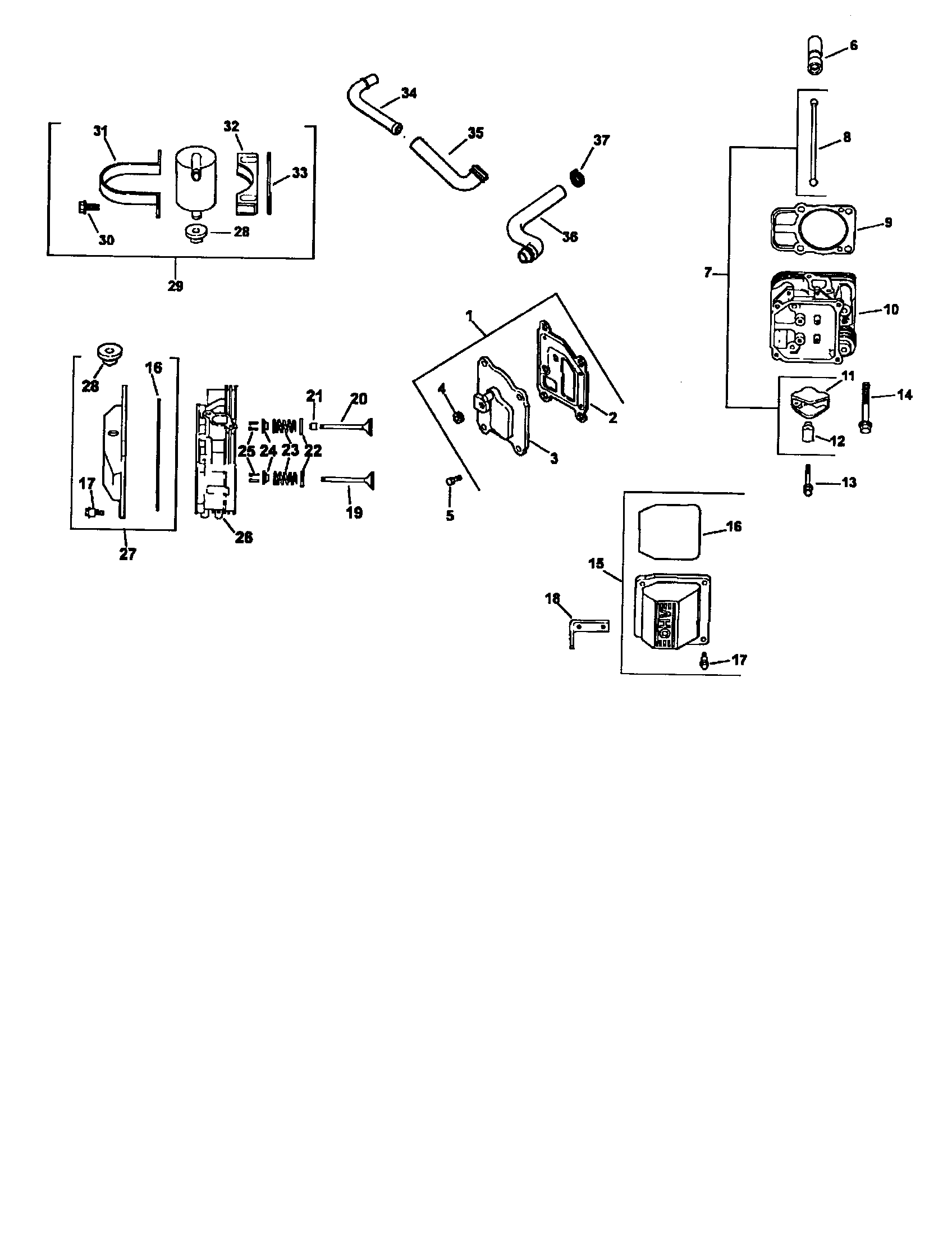 Cylinder head, valve and breather