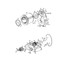 GE DDG7280RCL drum/duct/blower/drive assy. diagram