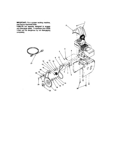 Engine and v-belts