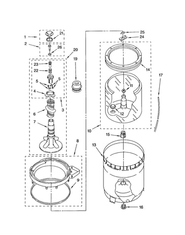 Agitator, basket and tub