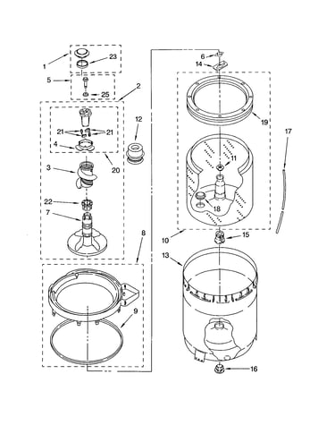 Agitator, basket and tub