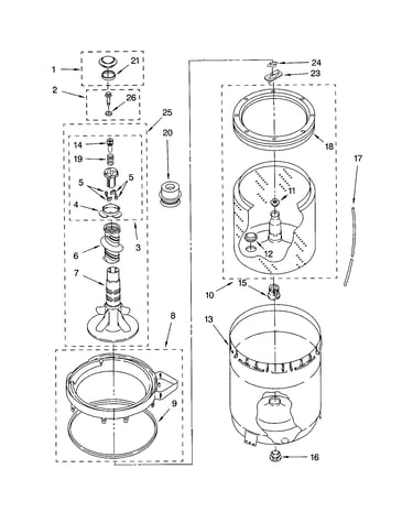 Agitator, basket and tub