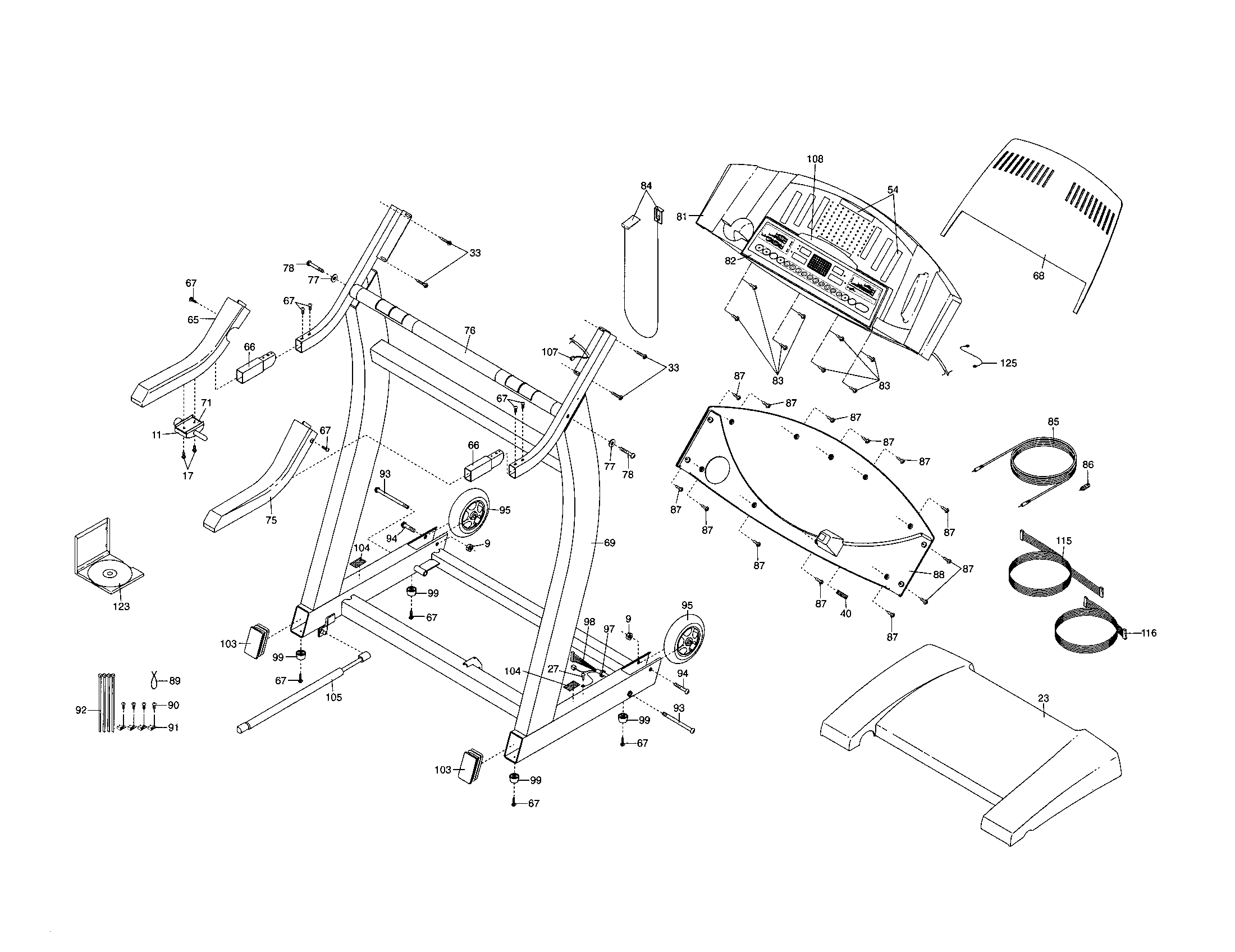 Console base/motor hood/handrails