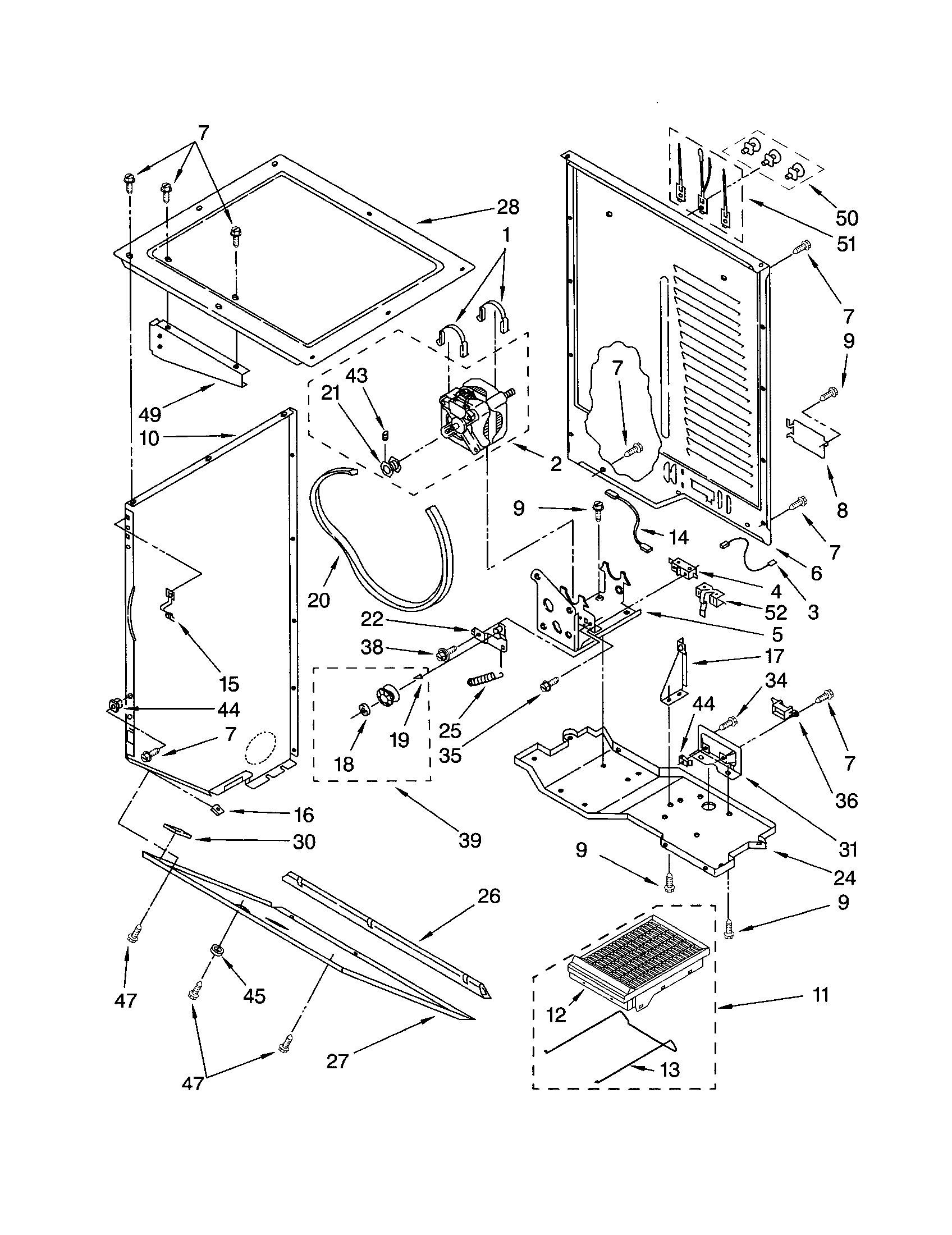 Dryer cabinet and motor