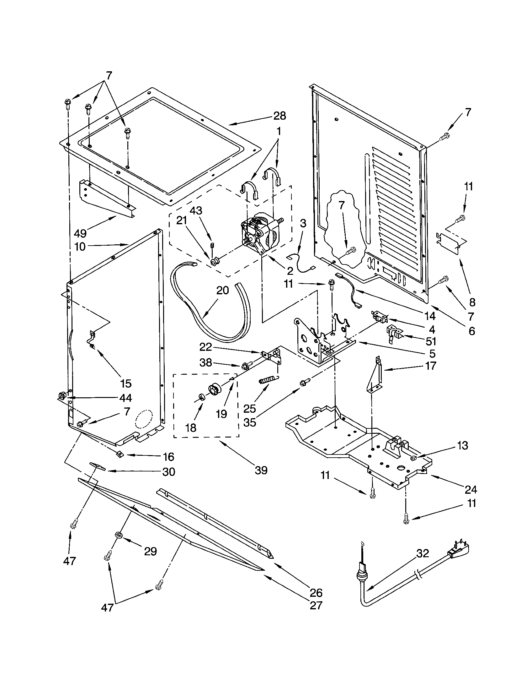Dryer cabinet and motor