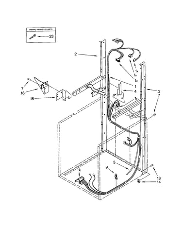 Dryer support and washer harness