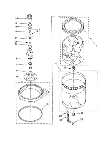 Agitator, basket and tub