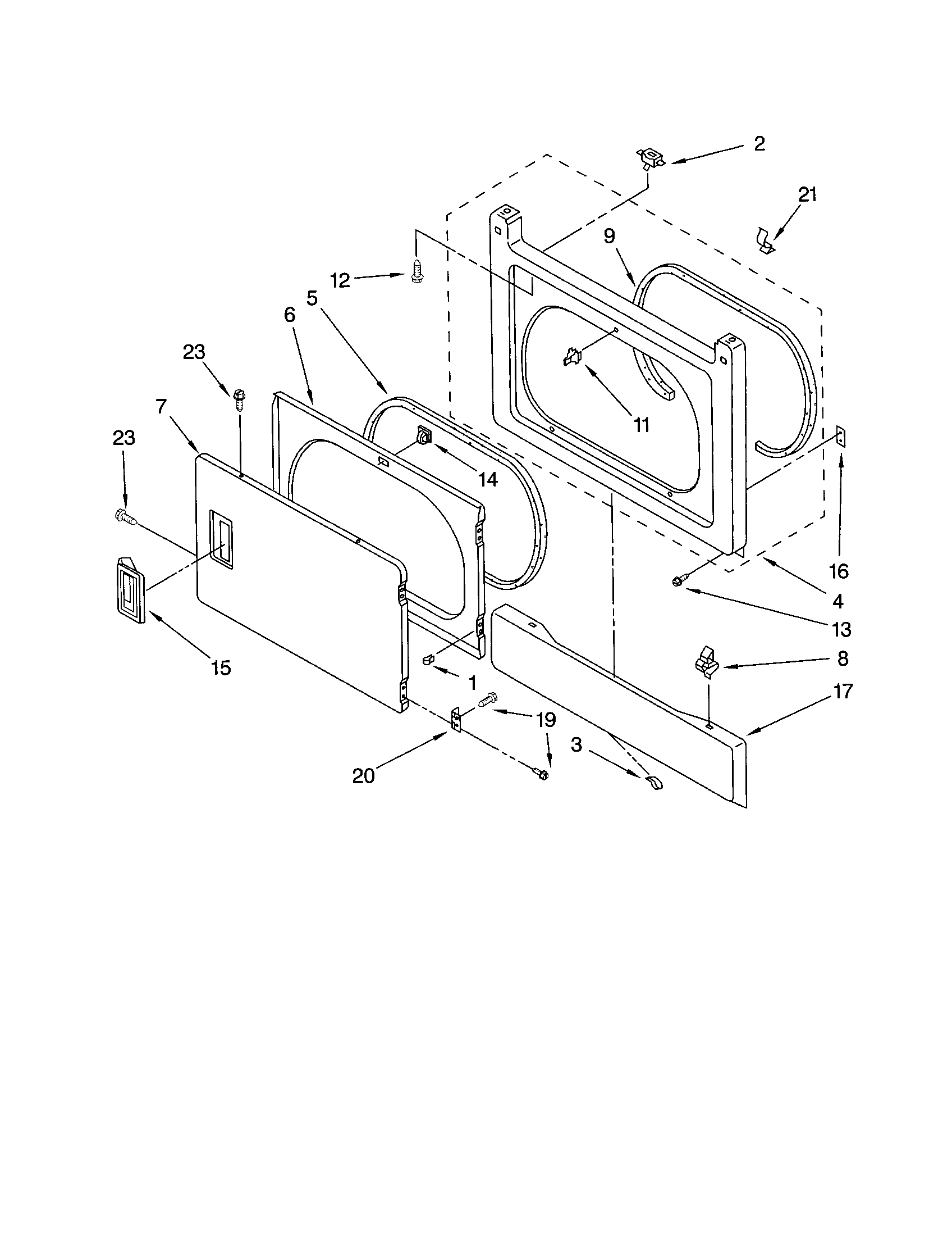 DRYER FRONT PANEL AND DOOR