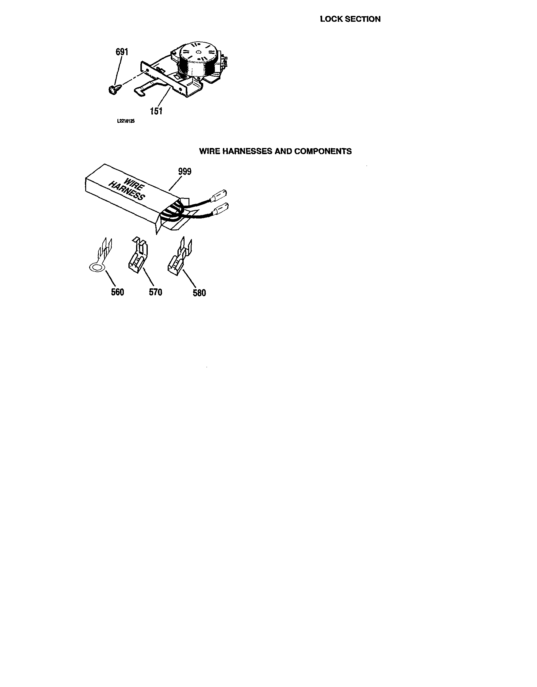 Lock section/wire harnesses