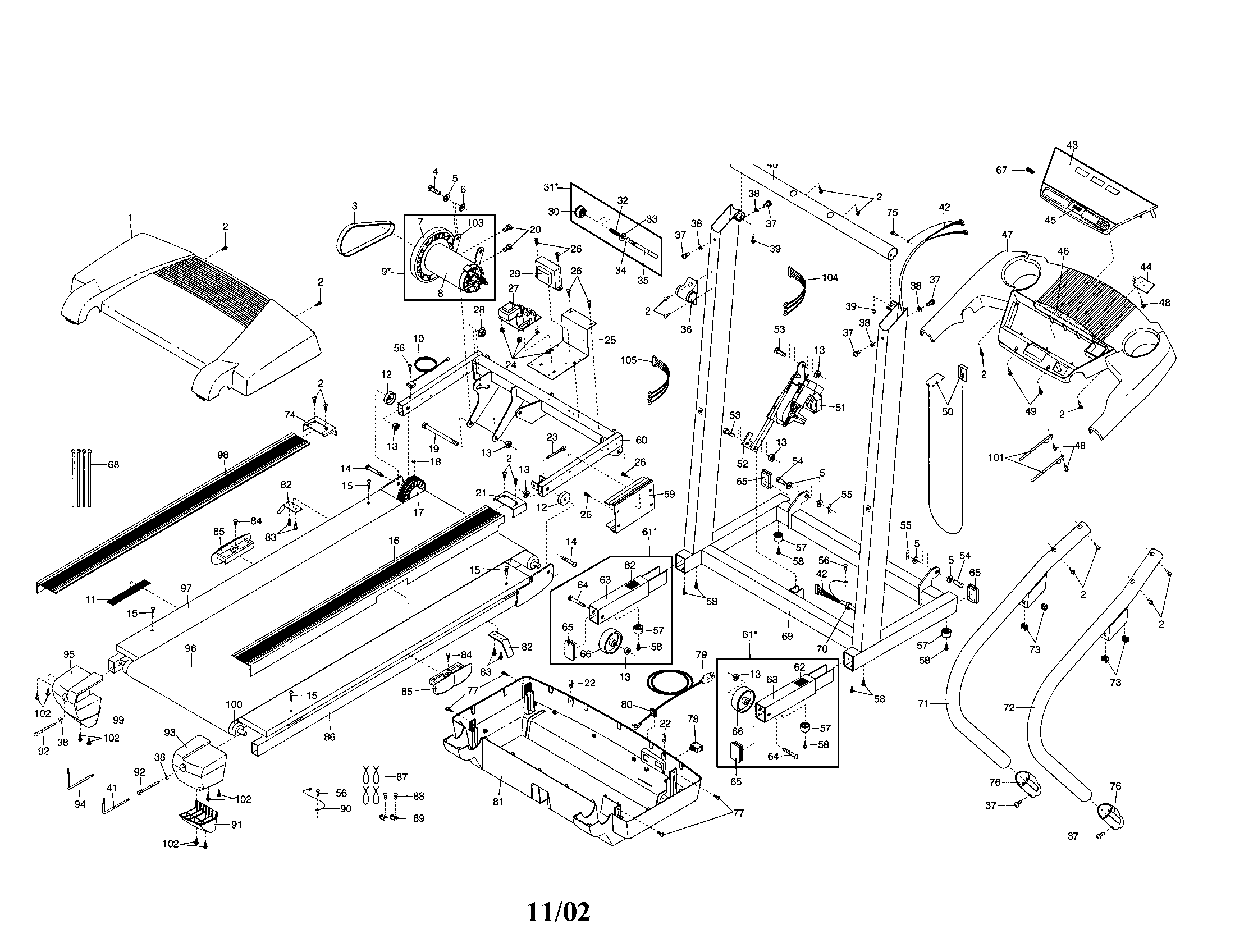 Console/motor/hood/walking belt