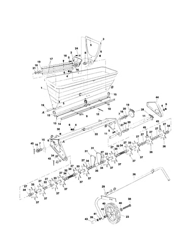 Hopper/agitator blade