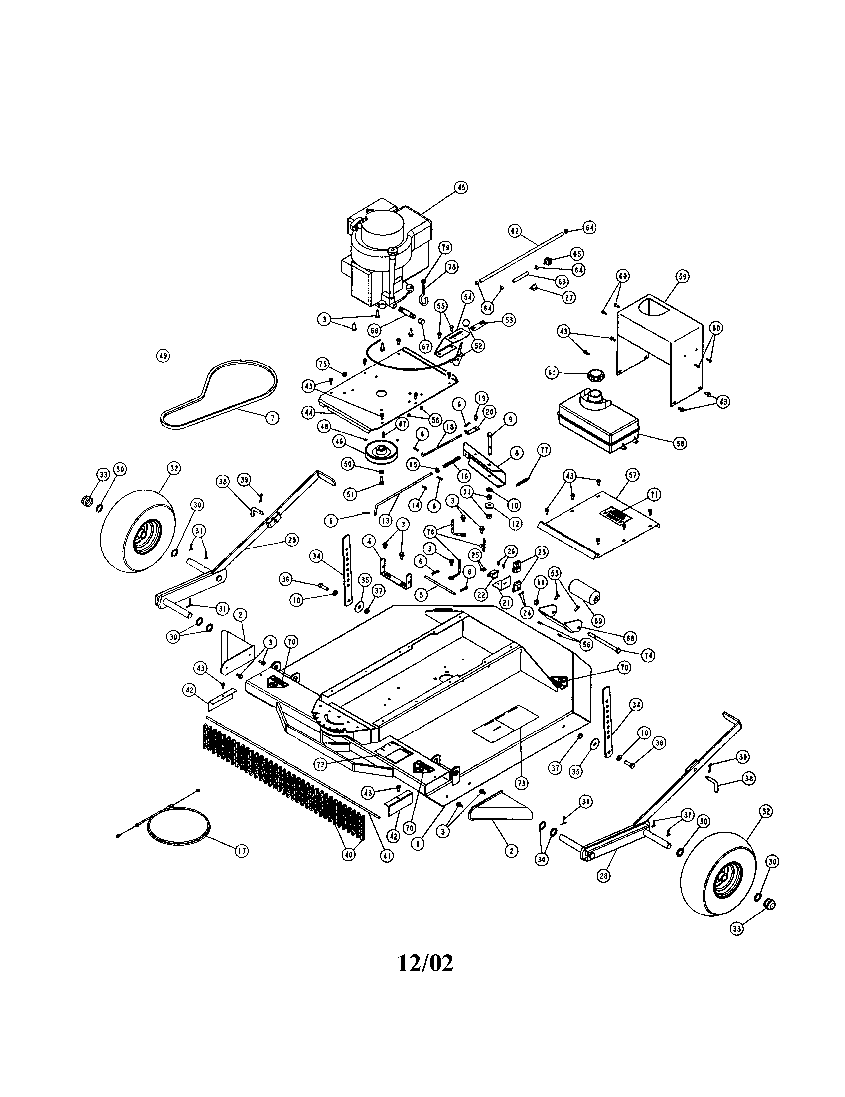 Engine/mower deck/guard wheel