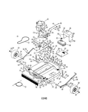 Engine/mower deck/guard wheel