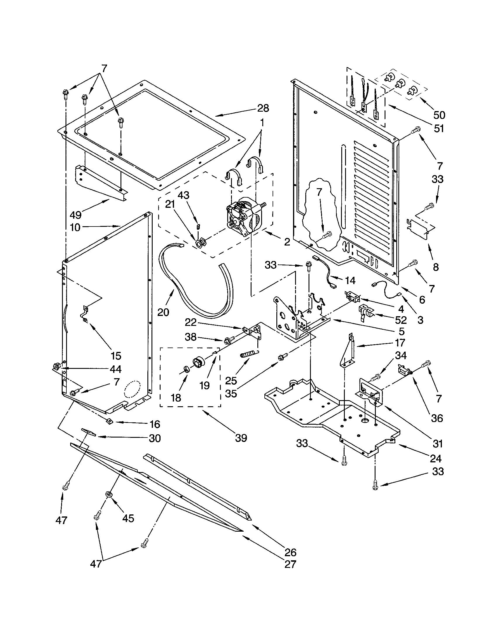Dryer cabinet/motor