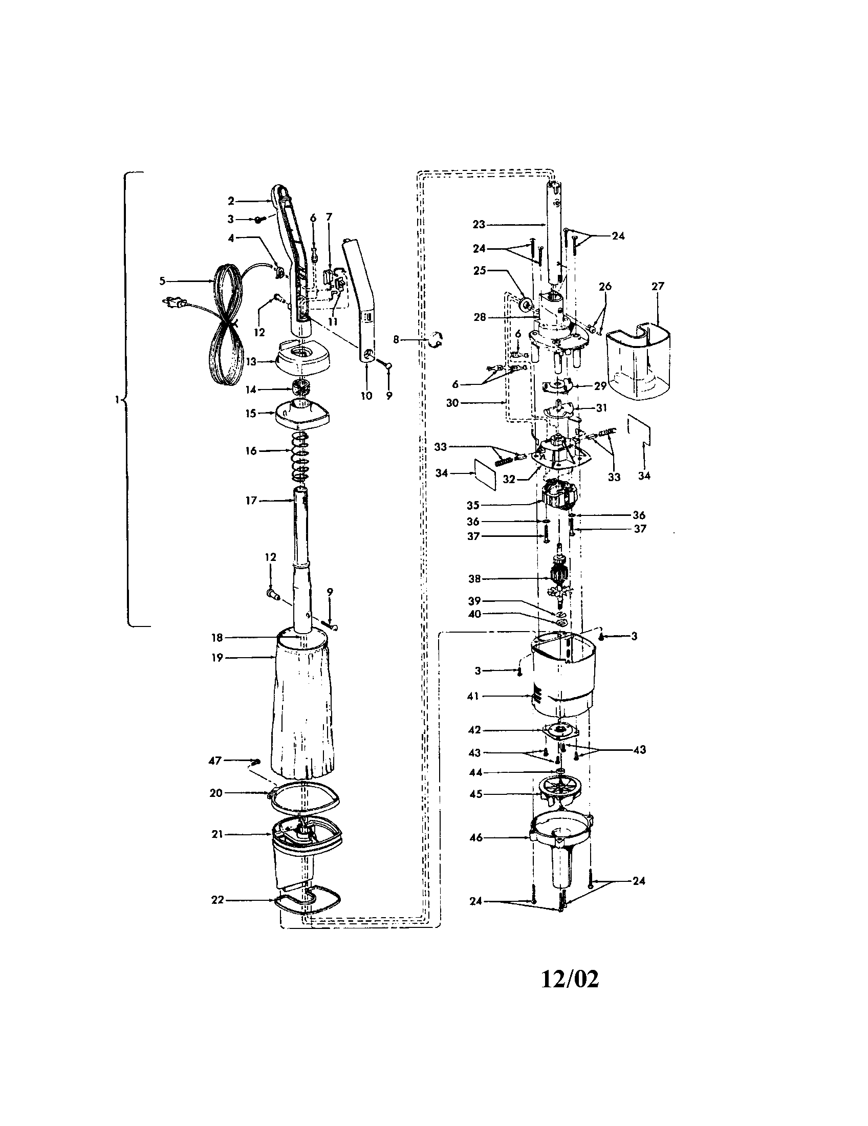 Handle/motor cover/fan