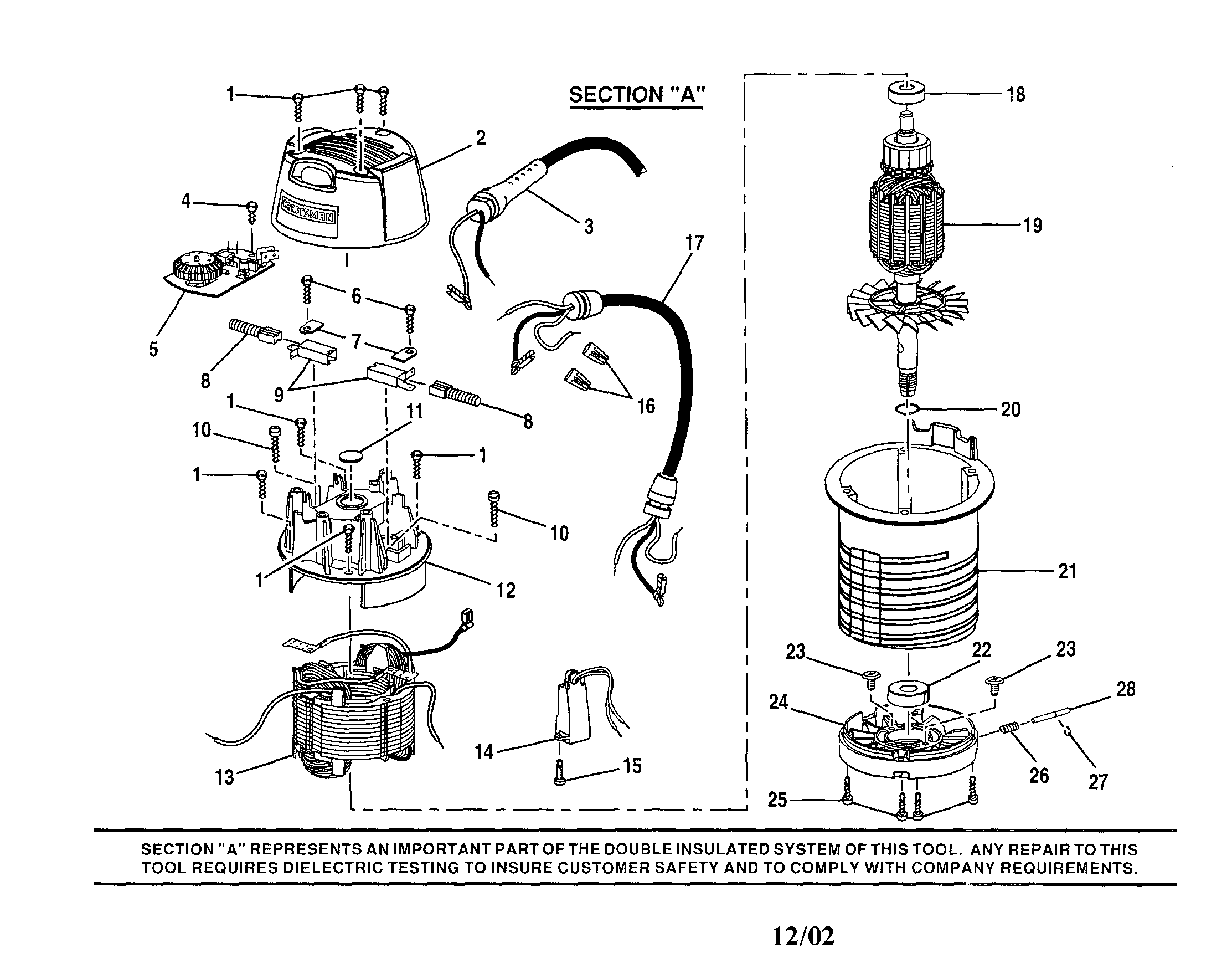 Top cap/cord/motor housing