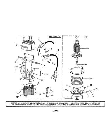 Top cap/motor housing/cord