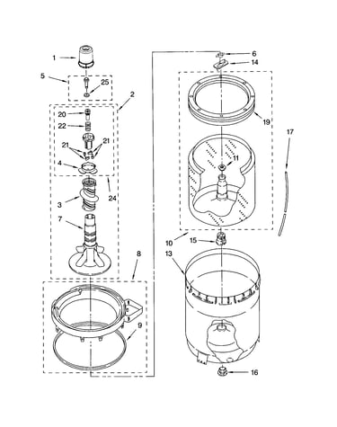 Agitator, basket and tub