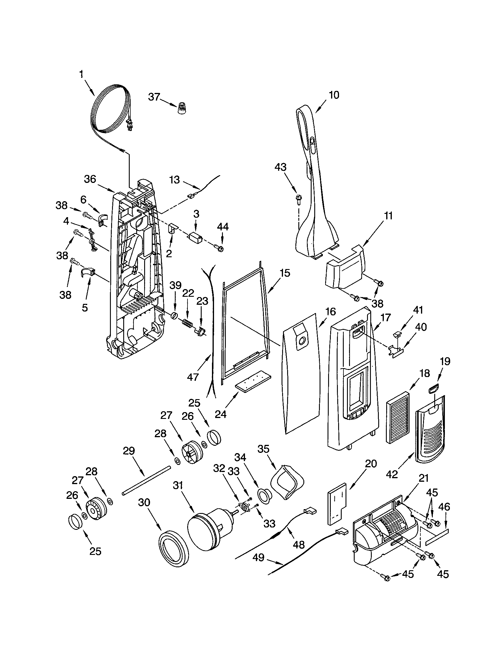 Dust compartment and motor