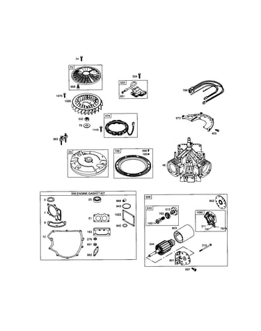 Short block/flywheel/starter-rewind