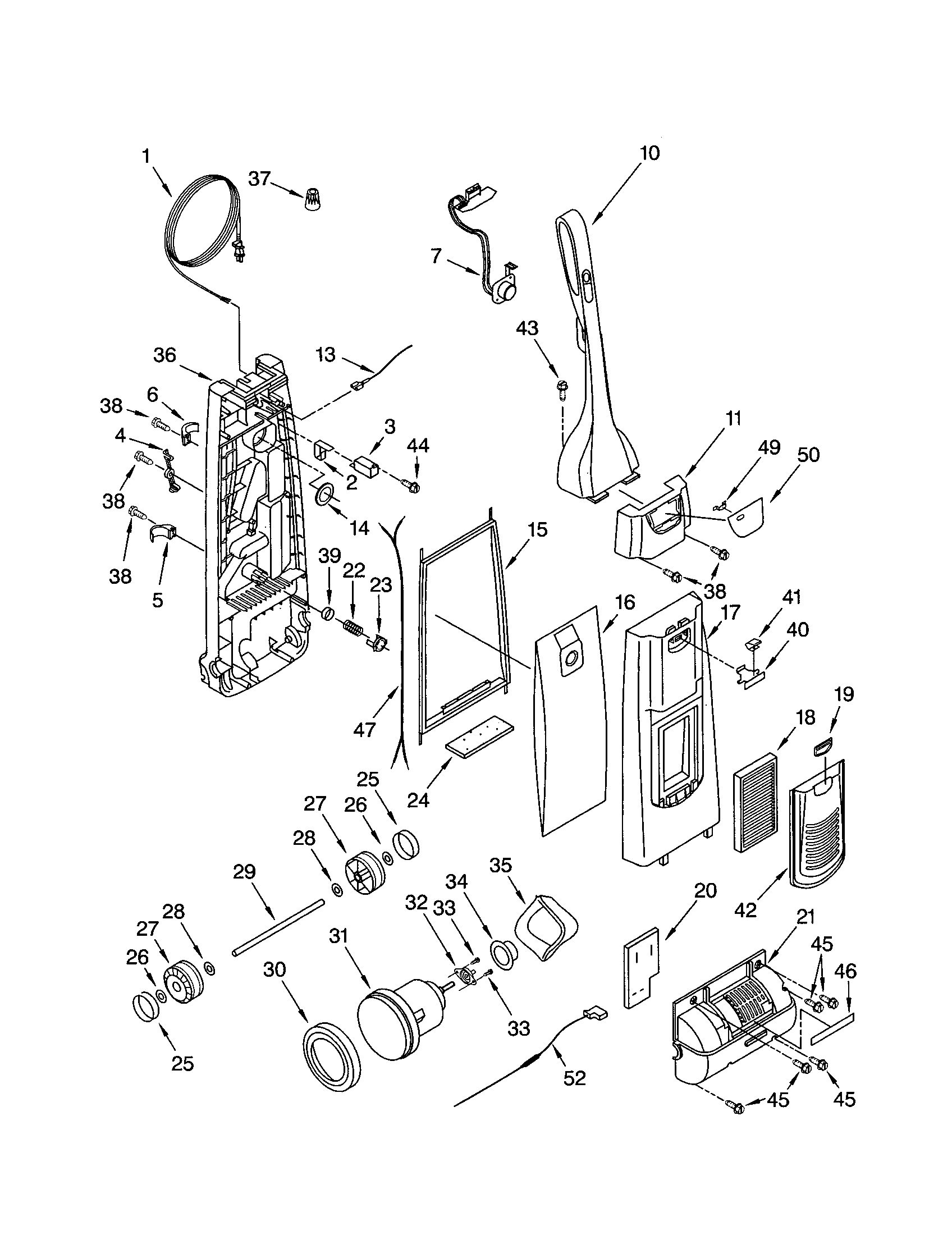 Dust compartment and motor