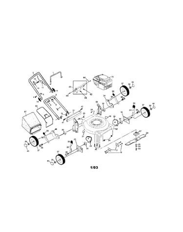 Engine/handle/housing/wheels/bag