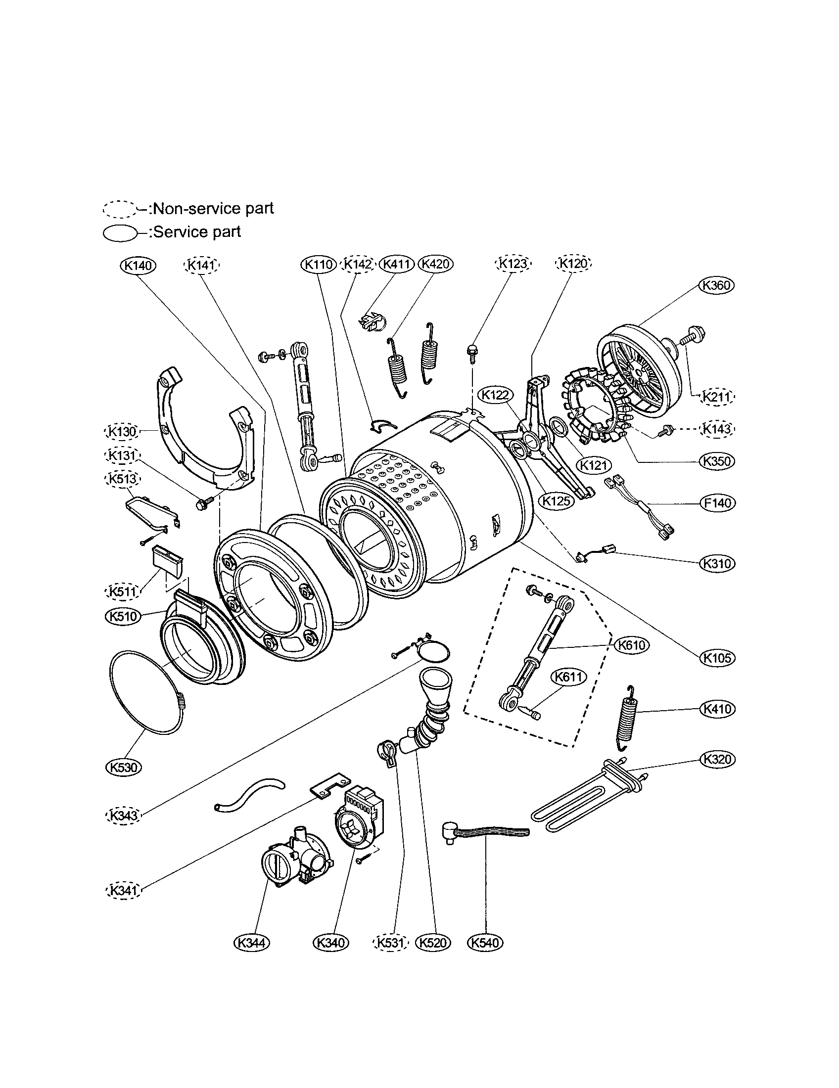 Drum and tub assembly