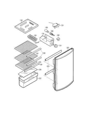 Door and shelves