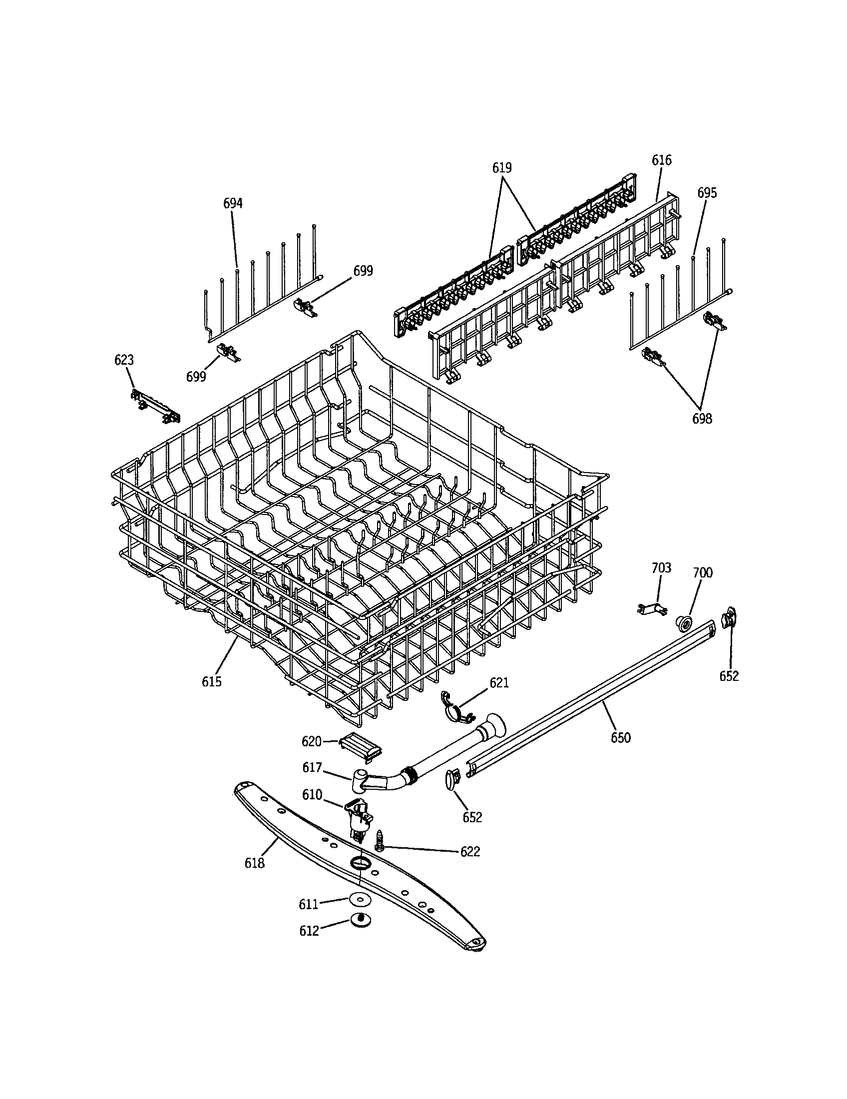 Upper rack and arm