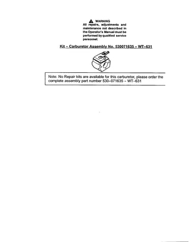 Carburetor #530071635-wt-631