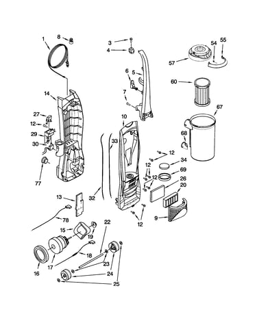 Dust compartment and motor